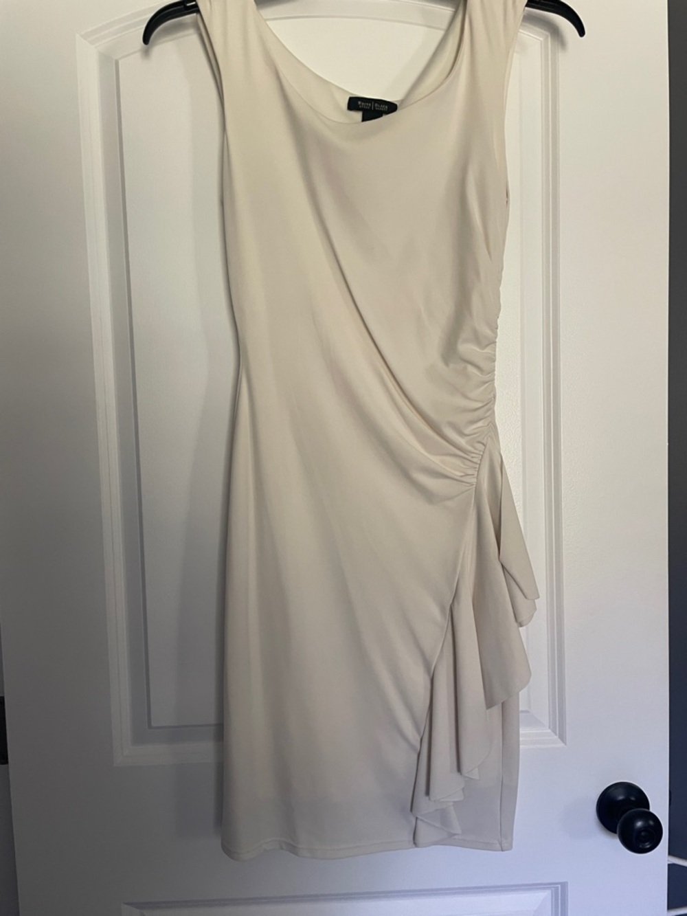White House Black Market Cream scoop neck Draped Midi Dress